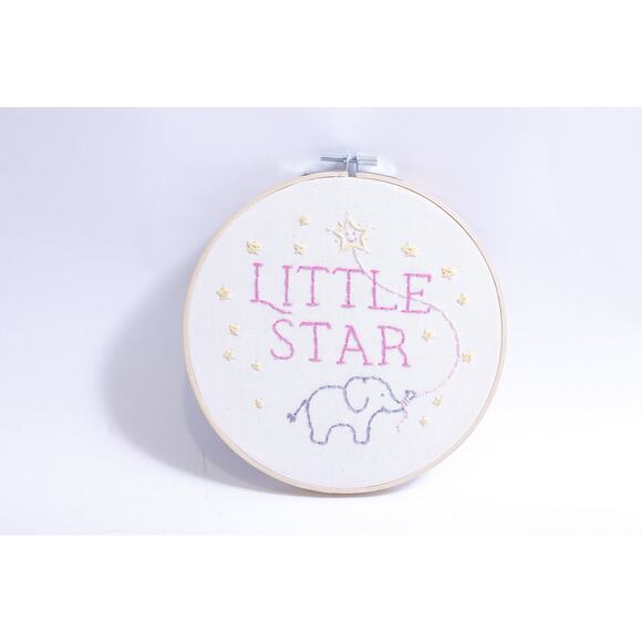 Little Star, Hand Embroidered Text Wall Art, Cute Elephant with a Star - Picture 1 of 2